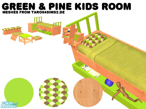 Sims 2 — Green & Pine Kids Room - Bedding by agaliha5 — can be used on any bed.