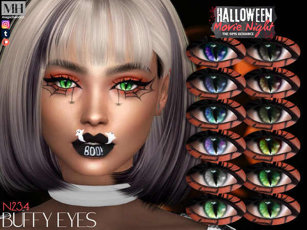 Sims 4 — Halloween Buffy Eyes N235 by MagicHand — Spooky Cat eyes for males and females in 16 colors - HQ Compatible.