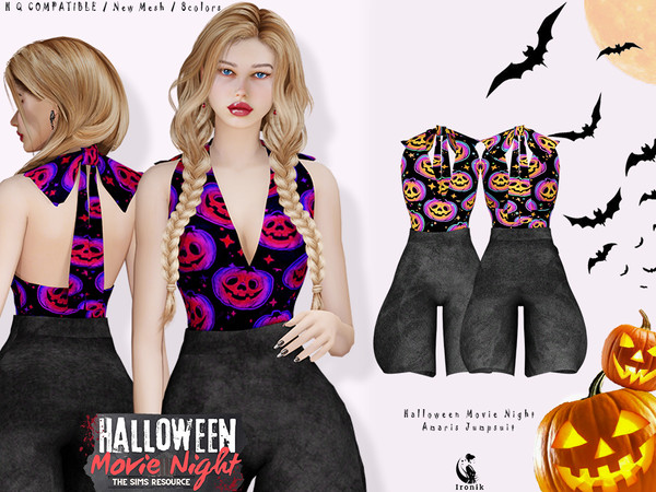 Sims 4 — [Halloween Movie Night] Amaris Jumpsuit by _ironik_ — -8 Colors