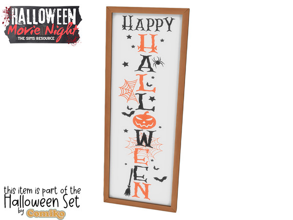 Sims 4 — Comiko Halloween Night Porch Sign by Comiko — Hi! Halloween Porch Clutter Set is base game compatible and