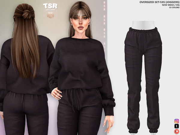 Sims 4 — OVERSIZED SET-535 (JOGGERS) BD1380 by busra-tr — 10 colors Adult, Elder, Teen, Young Adult