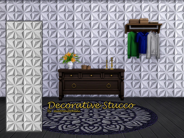 Sims 4 — Decorative Stucco.package by matomibotaki — Stucco wallpaper with relief structure in pure white, elegant and