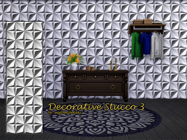 Sims 4 — Decorative Stucco5.package by matomibotaki — Stucco wallpaper with relief structure in pure white, elegant and