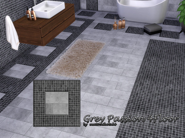 Sims 4 — Grey Passion4 Floor.package by matomibotaki — Stylish floor tile set with different designs in shades of grey, 4