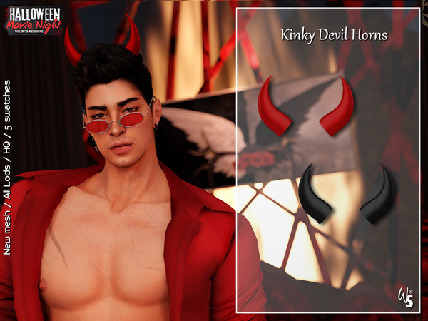 Sims 4 — KinkyDevil Horns by WisteriaSims — - FOR MEN - NEW MESH - TEEN TO ELDER - Hat Category