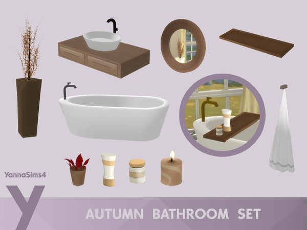 Sims 4 — YannaSims4 Autumn Bathroom Bathtub by YannaSims4CC — The set includes 10 items: Bathtub (6 swatches)