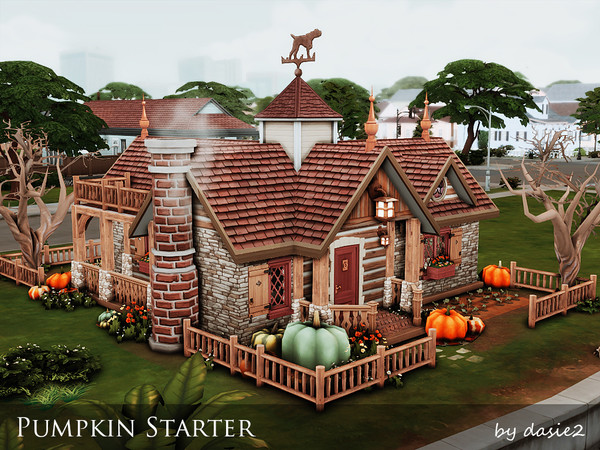 Sims 4 — Pumpkin Starter by dasie22 — Pumpkin Starter is a charming cottage which features a living open space, two