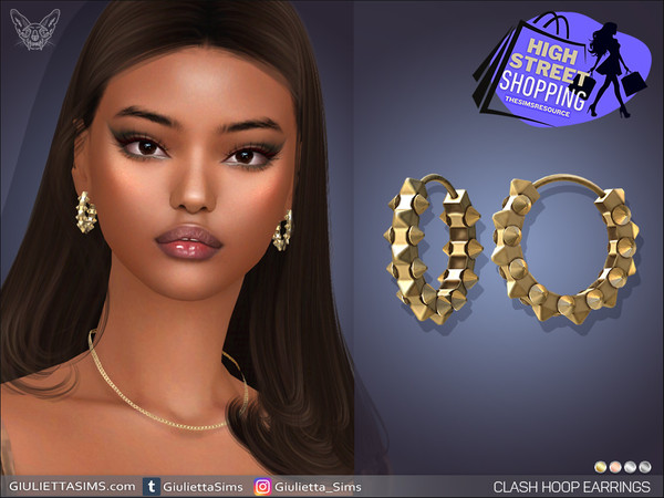 Sims 4 — High Street Shopping - Clash Hoop Earrings by feyona — High Street Shopping - Clash Hoop Earrings come in 4