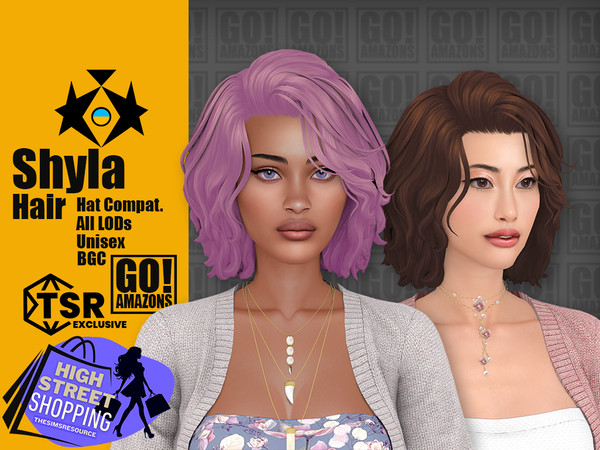 Sims 4 — (High Street Shopping) Shyla Hair by GoAmazons — Puffy unisex bob for wavy hair! Contains separate files for