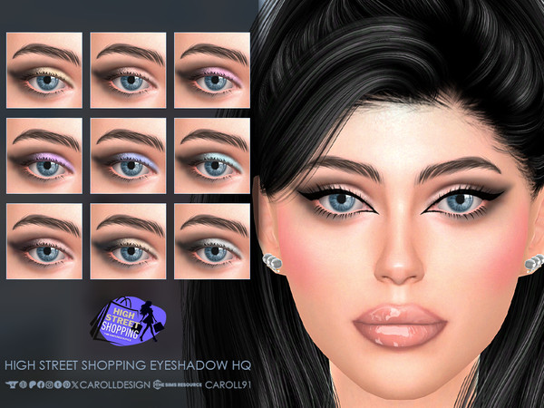 Sims 4 — High Street Shopping Eyeshadow HQ by Caroll912 — A 9-swatch muted eyeshadow with bright and colorful shimmer