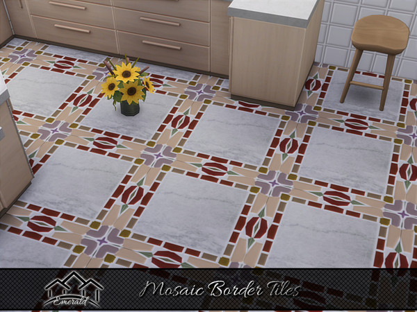 Sims 4 — Mosaic Border Tiles 5 by Emerald — Decorate your home with the unique design of mosaic border tiles.