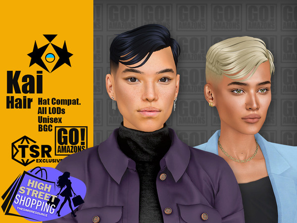 Sims 4 — (High Street Shopping) Kai Hair by GoAmazons — Unisex quiff hairstyle for straight hair. Contains separate files