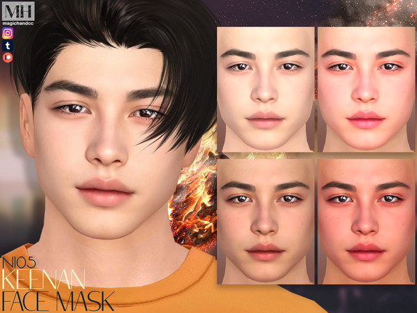 Sims 4 — [Patreon] Keenan Face Mask N105 by MagicHand — Cute male face in 6 skin color variations - HQ Compatible.