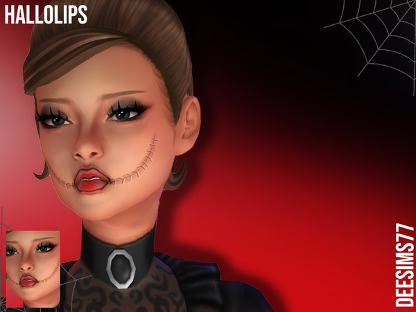 Sims 4 — HalloLips by Deesims77 — 2 Swatches - No red lips + red lips