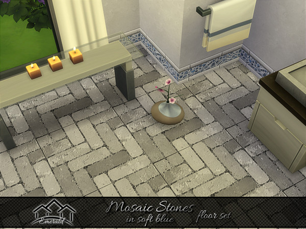 Sims 4 — Mosaic Stones in soft blue floor3 by Emerald — Mosaic stones use to create a statement look in any interior or