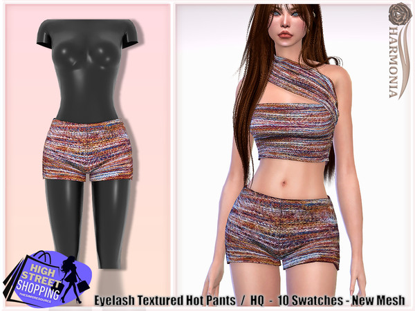 Sims 4 — High Street Shopping - Eyelash Textured Hot Pants by Harmonia — New Mesh