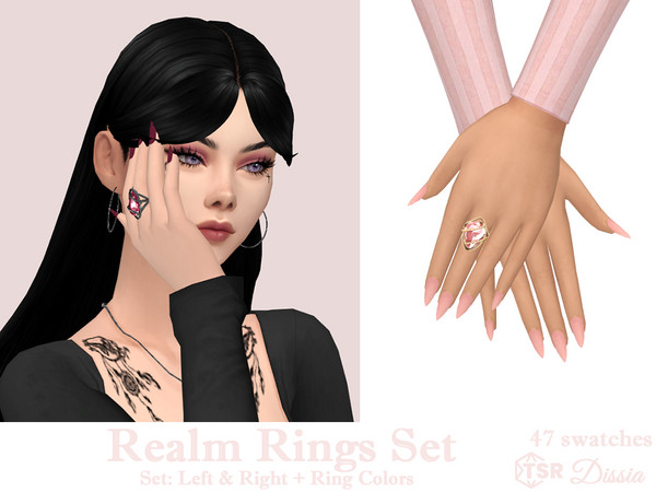 Sims 4 — Realm Ring Accessory by Dissia — Ring with a glowing crystal and accessory to change ring colors, perfect for