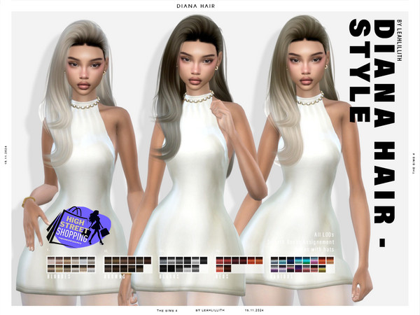 Sims 4 — High Street Shopping Diana Hairstyle by Leah_Lillith — All LODs, Smooth bones, Custom CAS thumbnail, Works with