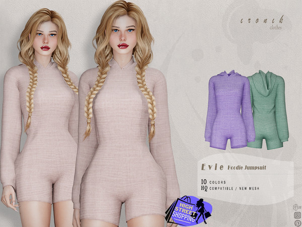 Sims 4 — [High Street Shopping] Evie Hoodie Jumpsuit by _ironik_ — -10 Colors