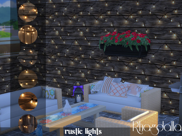 Sims 4 — Rustic Lights Walls by Rhagdalla — Rustic Lights Walls