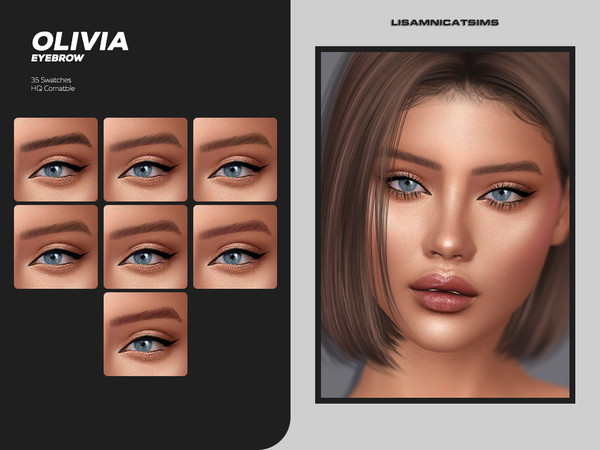 Sims 4 — Olivia Eyebrow by Lisaminicatsims — -Eyebrow category -HQ comatble -35 swatches
