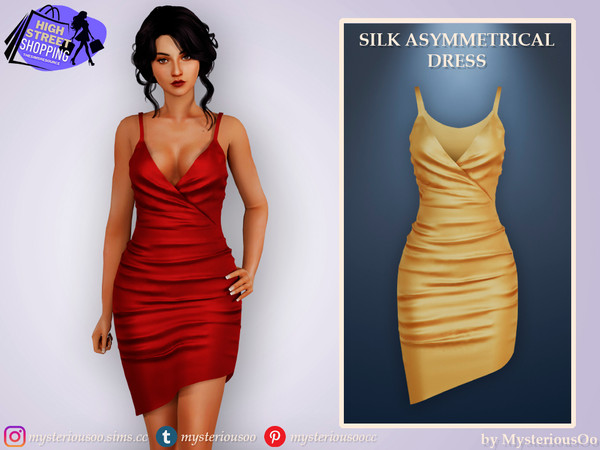 Sims 4 — High Street Shopping - Silk asymetrical dress by MysteriousOo — Silk asymetrical dress in 9 colors