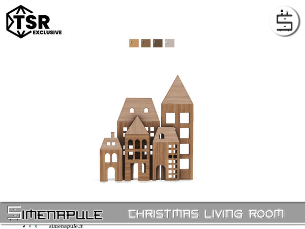Sims 4 — Christmas Living Room - Wooden Houses Deco by Simenapule — Christmas Living Room - Deco