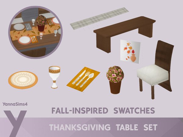 Sims 4 — YannaSims4 Thanksgiving Table Set Dining Chair by YannaSims4CC — HI! We don't have Thanksgiving in my corner of