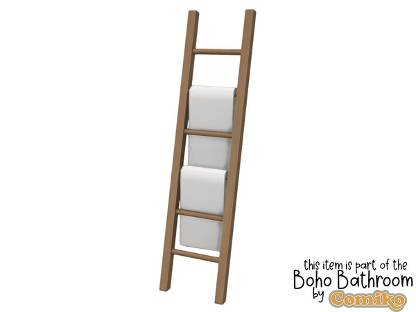 Sims 4 — Comiko Bathroom Boho Ladder by Comiko — Hi! Boho Bathroom Set is base game compatible and consists of 21 items