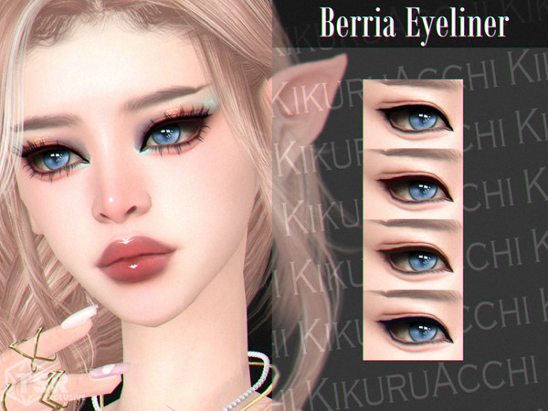 Sims 4 — Berria Eyeliner by Kikuruacchi — - It is suitable for Female and Male. ( Teen to Elder ) - 4 swatches - HQ