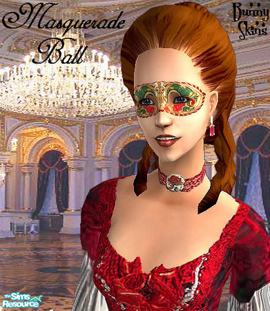 Sims 2 — Masquerade Ball: Gilt Colombina Mask by BunnyTSR — A colourful Venetian-style mask in red and green with