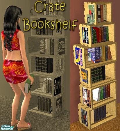 Sims 2 — Crate Bookshelves - Crates Color Option by Dr Pixel — A very low-budget bookshelf, made by stacking up old