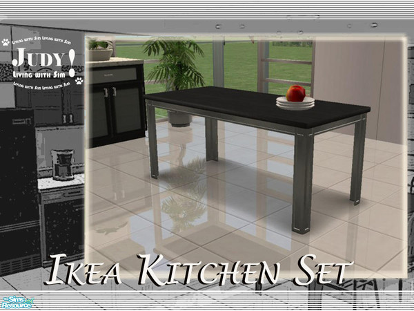 Sims 2 — Judy IKEA Kitchen - Table Black by judyhugsnoopy — Recolor Maxis cheap furnitures, black color and modern design
