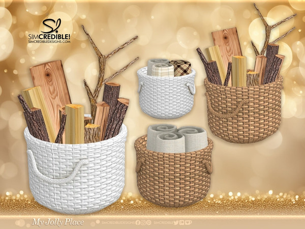Sims 4 — My Jolly Place Blanket Basket by SIMcredible! — My Jolly place series comes now with decorative items. Embrace