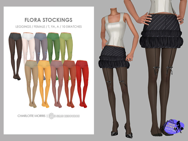 Sims 4 — Flora Stockings by Charlotte_Morris — Acc - Leggings