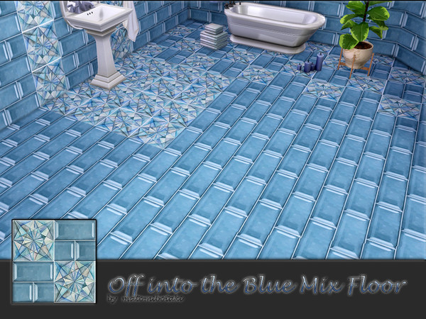 Sims 4 — Off into the Blue Mix Floor.package by matomibotaki — Relaxing is easy with this floor tile set in blue, 3