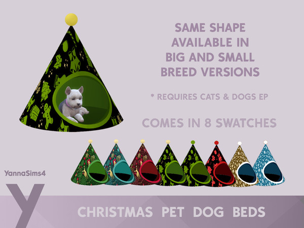 Sims 4 — Christmas Pet Dog Beds by YannaSims4CC — Hi! I made Christmas tree-shaped dog beds for my in-game Husky and