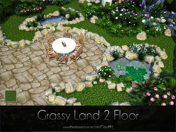 Sims 4 — Grassy Land 2 Floor by Caroll912 — A single recolour, grass-like, finer detail floor texture in green tones.
