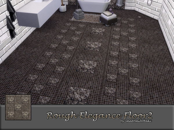 Sims 4 — Rough Elegance Floor 2.package by matomibotaki — Tile floor set with different tile elements, all combinable