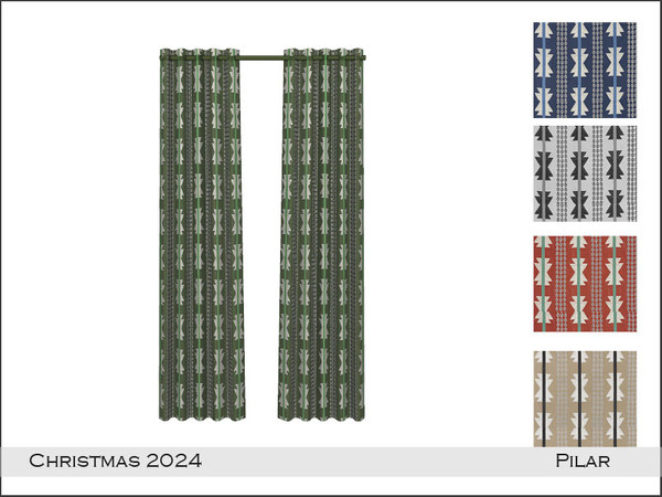 Sims 4 — Pilar Sailor Curtain Large Recolor by Pilar — A minimalist Christmas in neutral tones, but with the usual