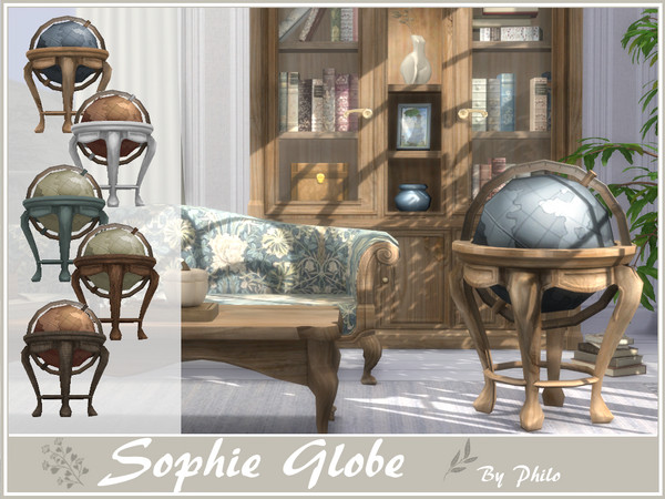 Sims 4 — Philo_Sophie Standing Globe by philo — With its wooden furniture and floral fabrics, this set will give your