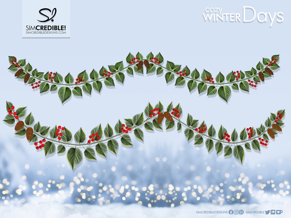 Sims 4 — Cozy Winter Days Garland for fireplace by SIMcredible! — Feel the Cozy Winter days in a comfy warm room