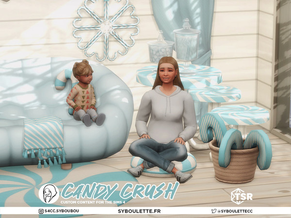 Sims 4 — Candy Crush - Floor Pillow by Syboubou — Get ready to sweeten up your Sims winter holiday season with the Candy