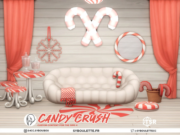 Sims 4 — Candy Crush - Candycane plush pillow by Syboubou — Get ready to sweeten up your Sims winter holiday season with