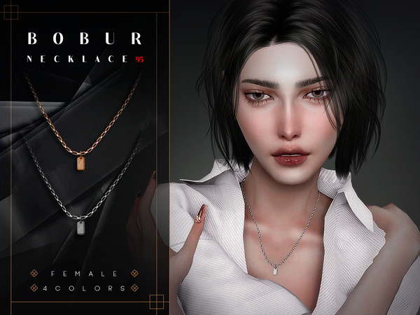 Sims 4 — Bobur Necklace 95 gloves category Compatible with necklace 94.package by Bobur2 — Chain necklace with pendant