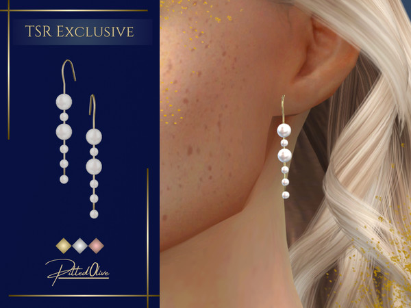 Sims 4 — Reese Earrings by Pitted0live — Multi pearl classy drop earrings Custom catalog image