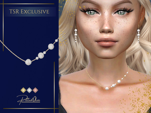 Sims 4 — Reese Necklace by Pitted0live — Classy dainty multi pearl chain necklace Custom catalog image