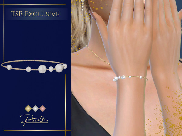 Sims 4 — Reese Bracelet by Pitted0live — Dainty chain bracelet with pearls Custom catalog image