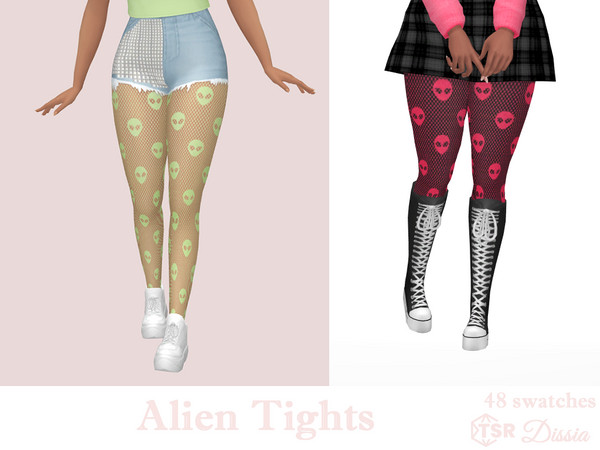 Sims 4 — Alien Tights by Dissia — Fishnet tights with alien heads