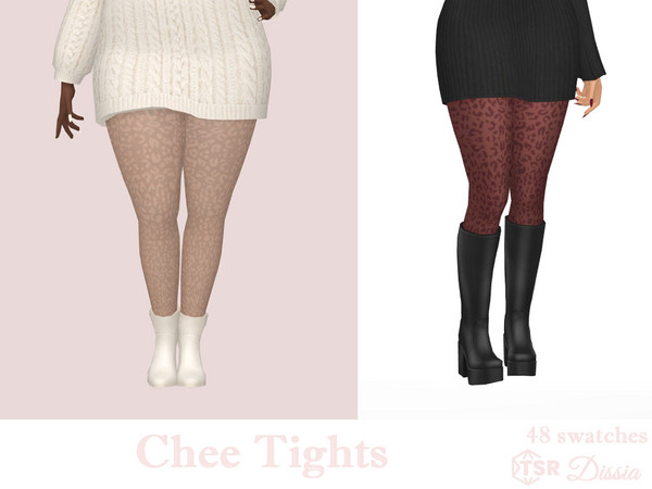 Sims 4 — Chee Tights by Dissia — Cheetah print transparent tights